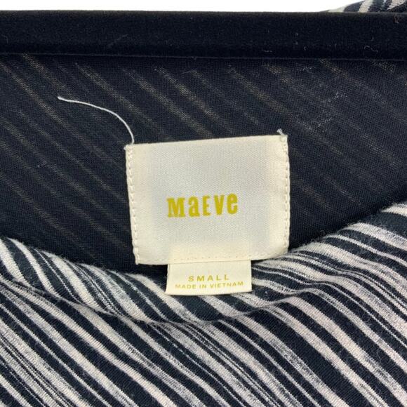 Anthropologie Maeve Salsola High Low Faux Wrap Jersey Dress Black Stripe Small - Picture 5 of 9